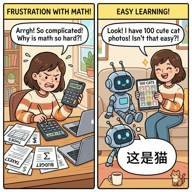 漫画:计算机程序算盘与AI私人助理的对比